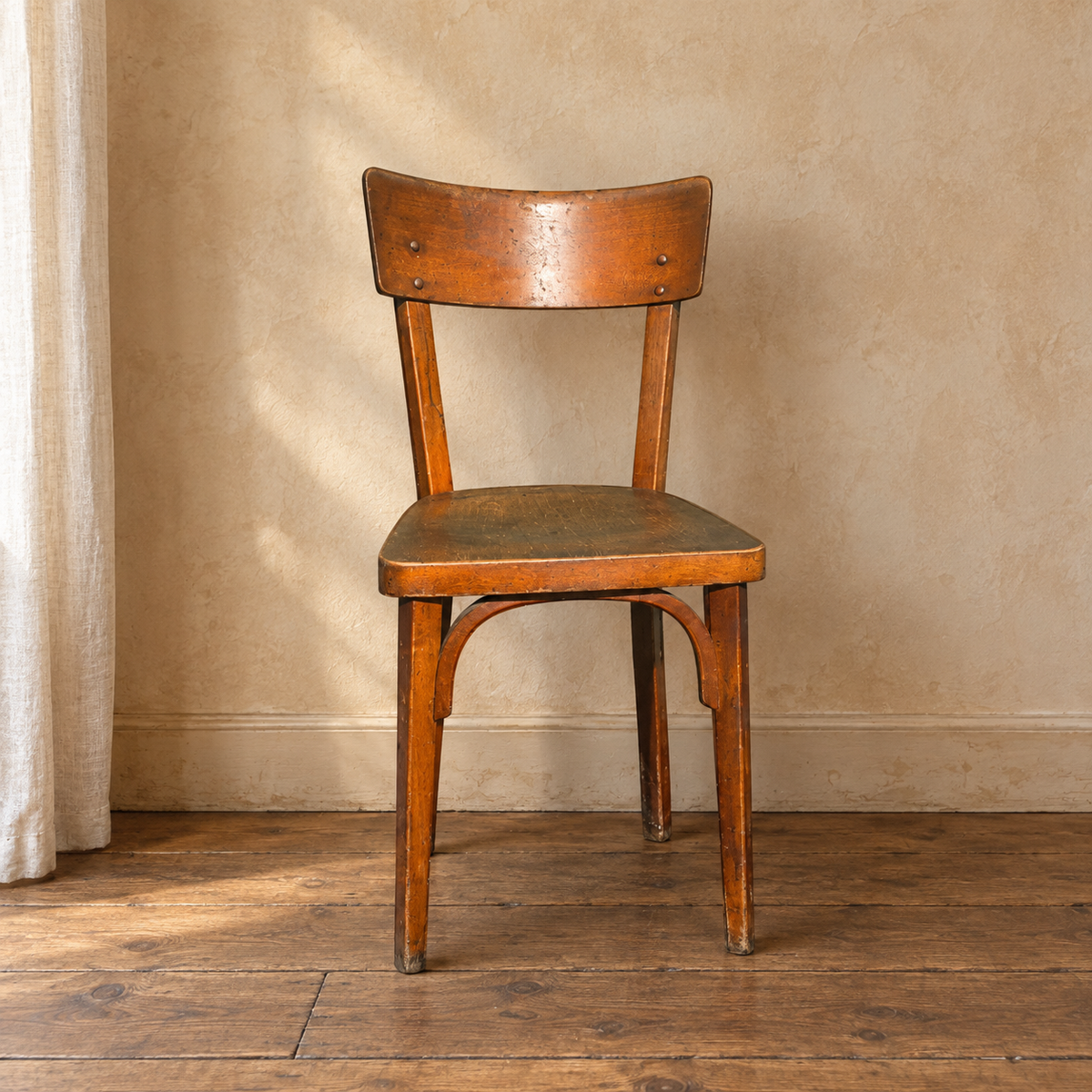 Chaise de billard ancienne Chevillotte Orléans en bois courbé