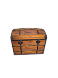 Coffre de voyage ancien bombé en bois et fer forgé – XIXe siècle