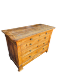 Commode Louis-Philippe ancienne en bois blond à quatre tiroirs