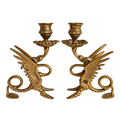 Paire de bougeoirs à décor de dragons ailés – Style Napoléon III