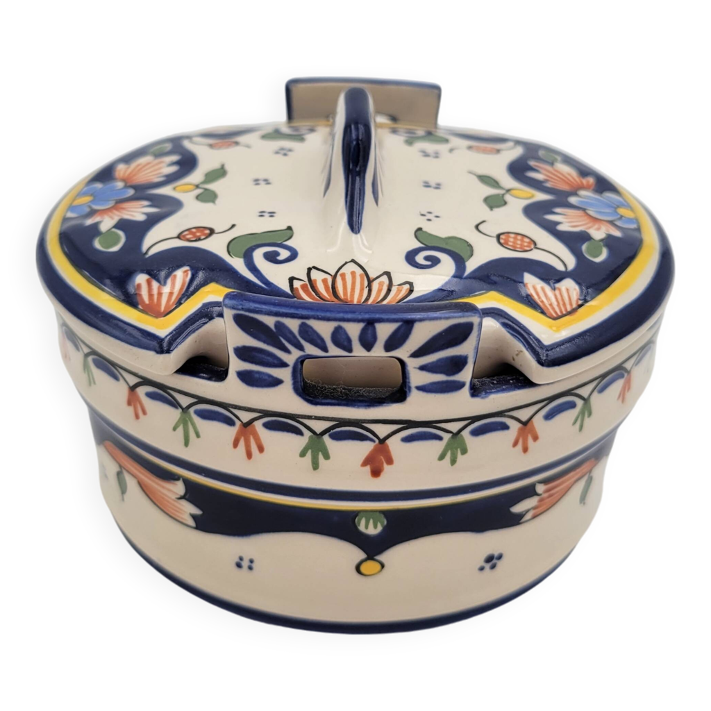 Pot avec couvercle en Porcelaine de Rouen