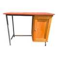 Bureau vintage années 50 en Formica rouge, bois et métal