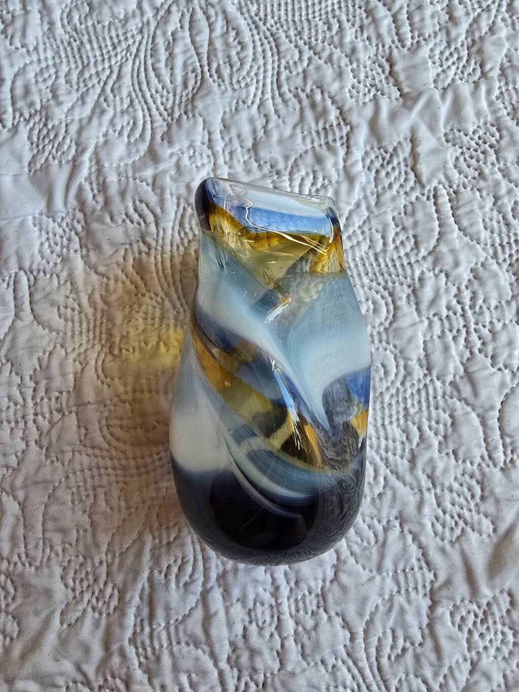Vase soliflore en verre soufflé Mdina Glass Malta signé 2013