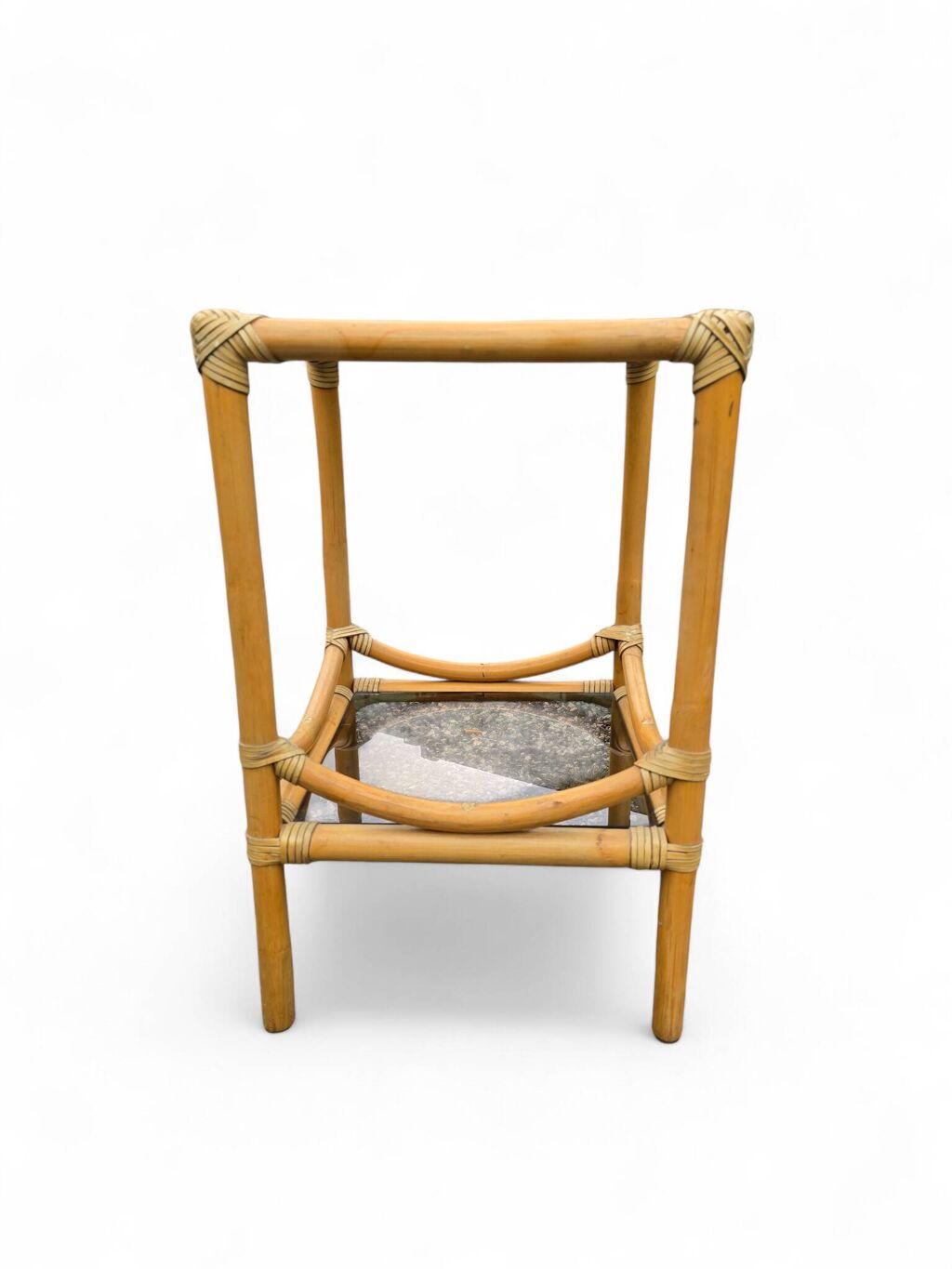 Table d'appoint en bambou et plateaux en verre