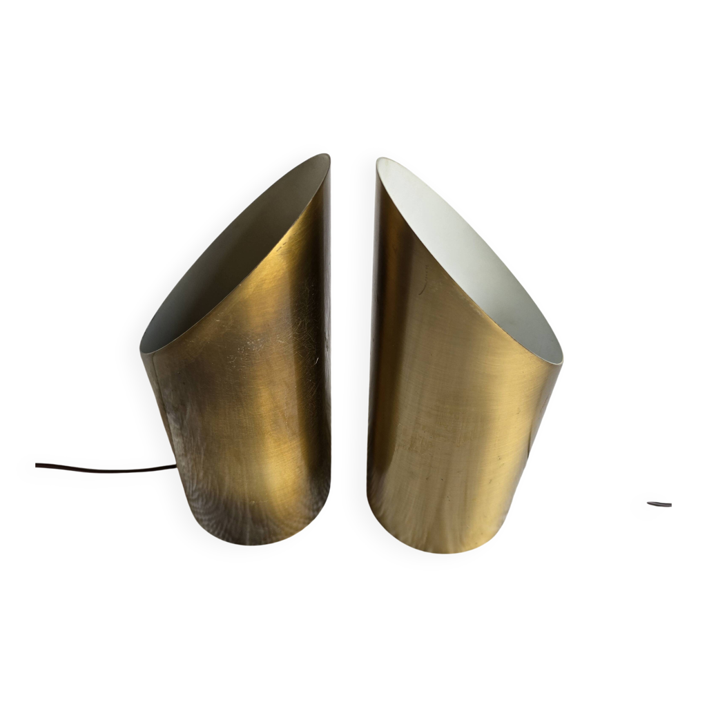 Paire de lampes signées Jean Perzel – cylindriques à ouverture oblique