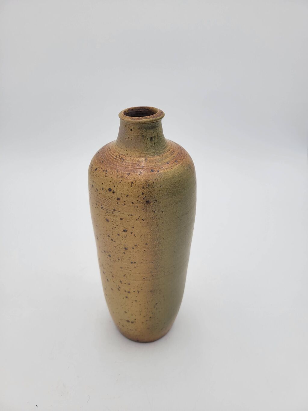 Vase artisanal vintage en grès pyrité
