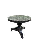 Table de salle à manger Empire en bois noirci et marbre gris – XIXe siècle