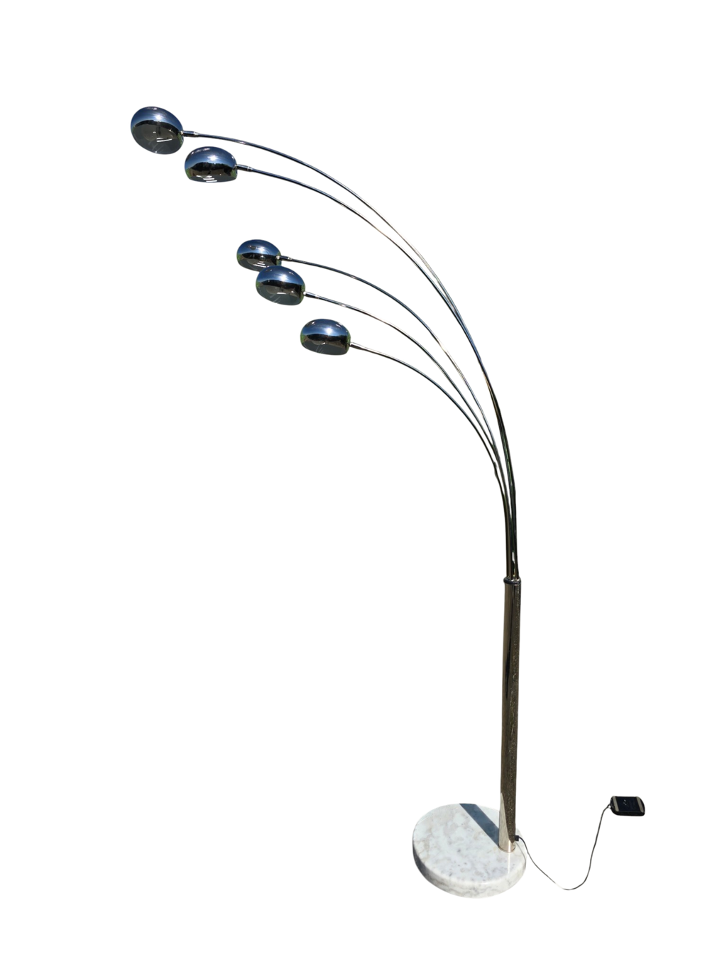 Lampadaire vintage à cinq bras chromés et socle en marbre