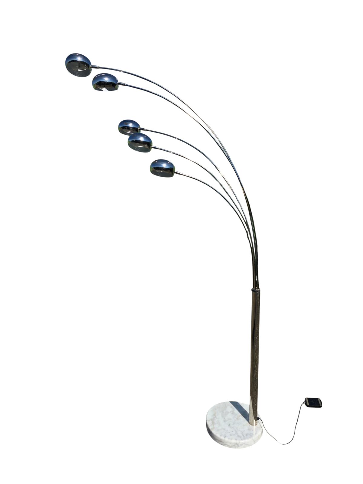 Lampadaire vintage à cinq bras chromés et socle en marbre