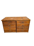 Meuble de métier ancien en chêne à huit tiroirs