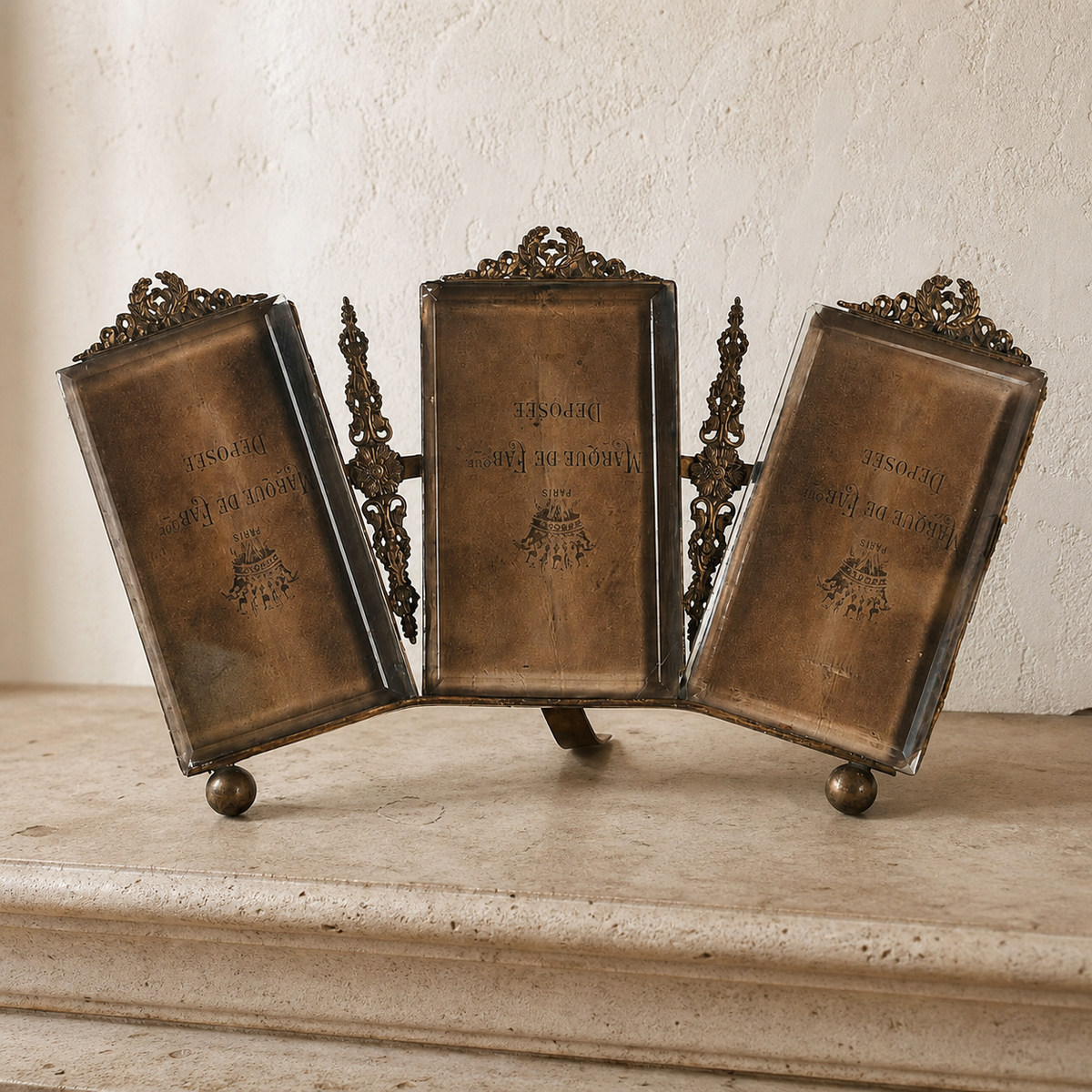 Cadre porte-photographies triple Roolf Paris – style Louis XVI – vers 1900