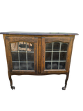 Petit buffet vitré Art nouveau en chêne et verre plombé