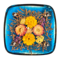Dessous-de-plat vintage résine bleue et fleurs séchées – 17,5 cm