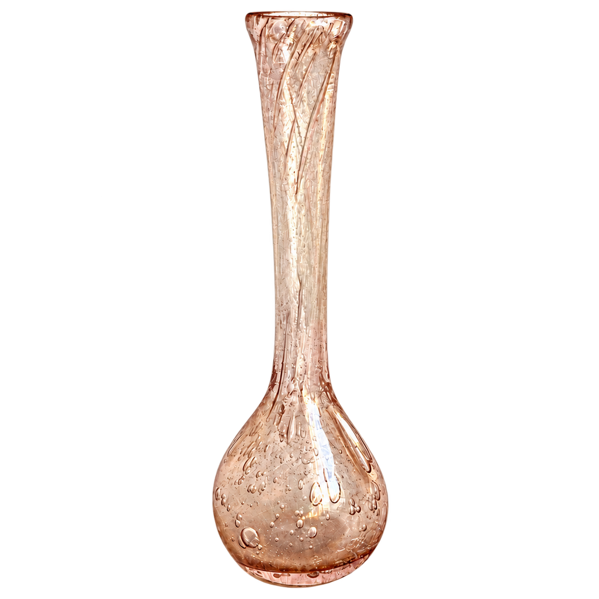 Vase soliflore La Rochère en verre bullé rose – Soufflé à la bouche