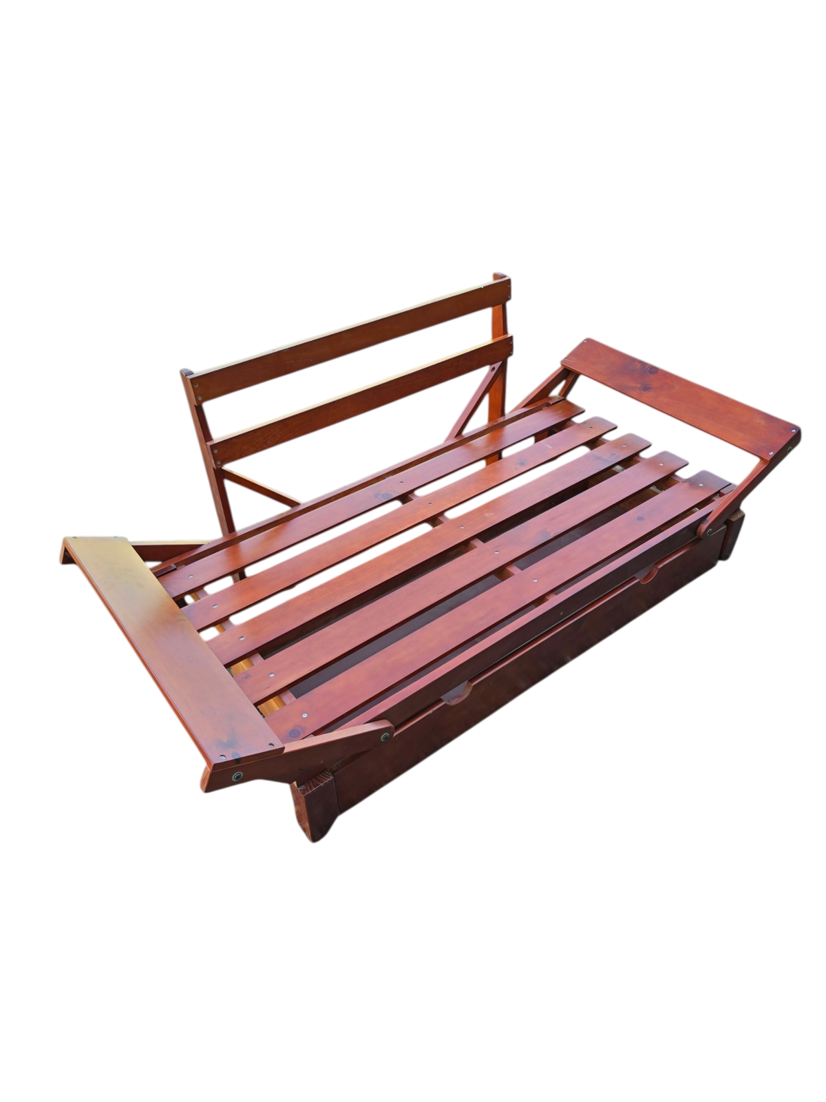 Structure de banquette-lit convertible en bois avec tiroir de rangement