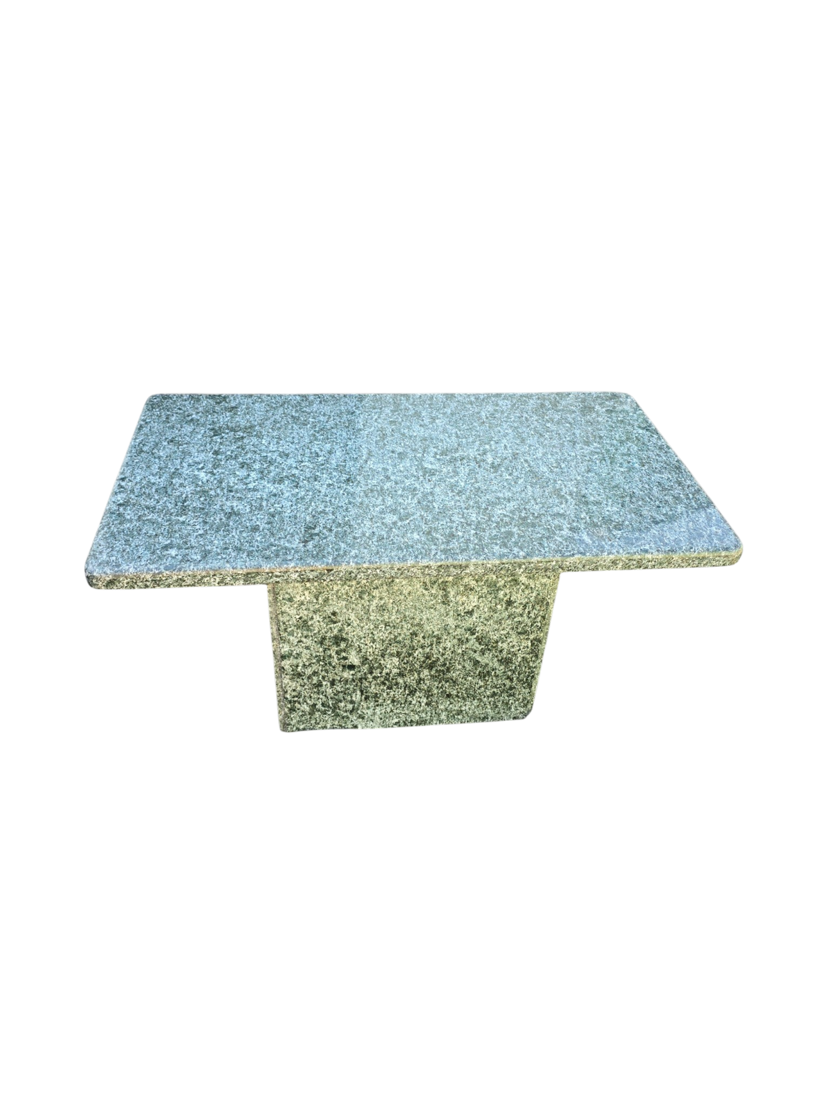 Table basse monolithique vintage en pierre granitée verte
