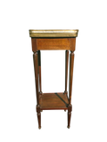 Table d’appoint Louis XVI en acajou, marbre et laiton – vers 1900