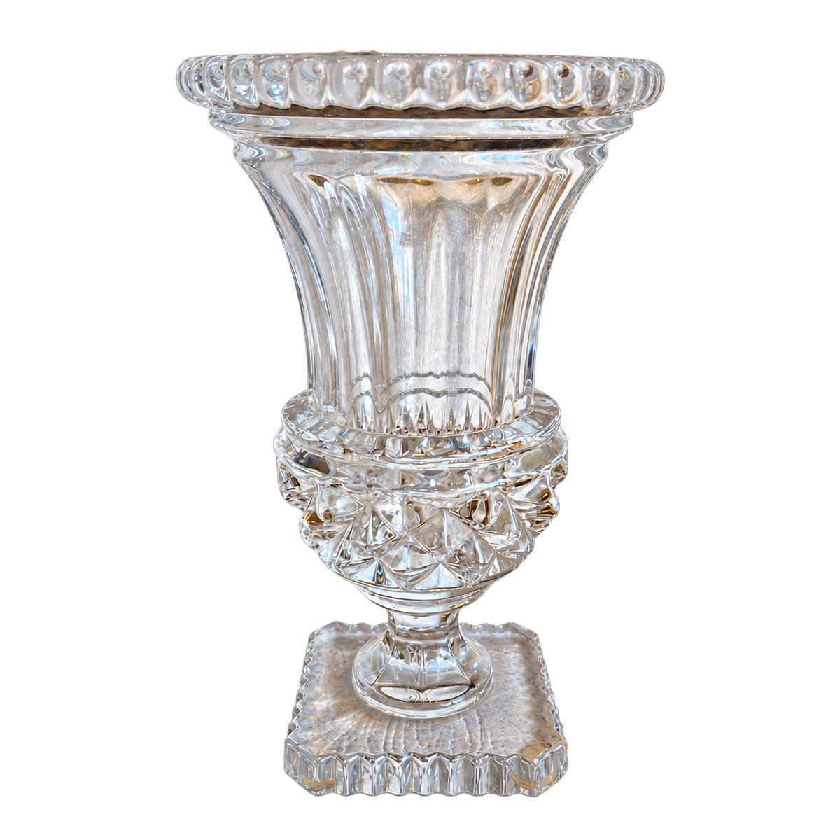 Vase en cristal signé Art Vannes France – Forme Médicis – 28 cm